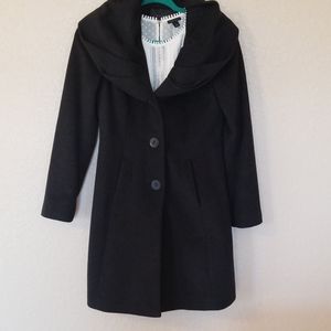 Tahari Black Hooded Coat